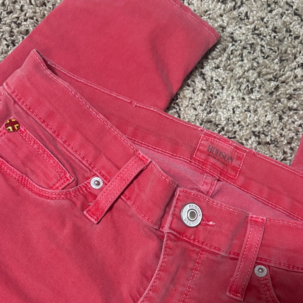 Hudson Jeans Women's mid Rise Pink/Red Denim